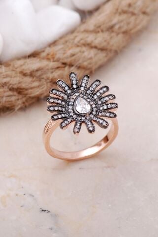 Damla Tasarım Rose Gümüş Yüzük 3375