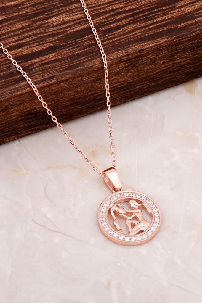 Kova Burcu Rose Gümüş Kolye 6691