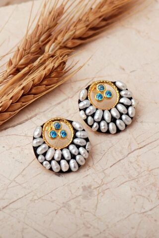 3 Farklı Renk Seçenekli Altın Yaldızlı İncili 925 Ayar Gümüş Küpe 7411