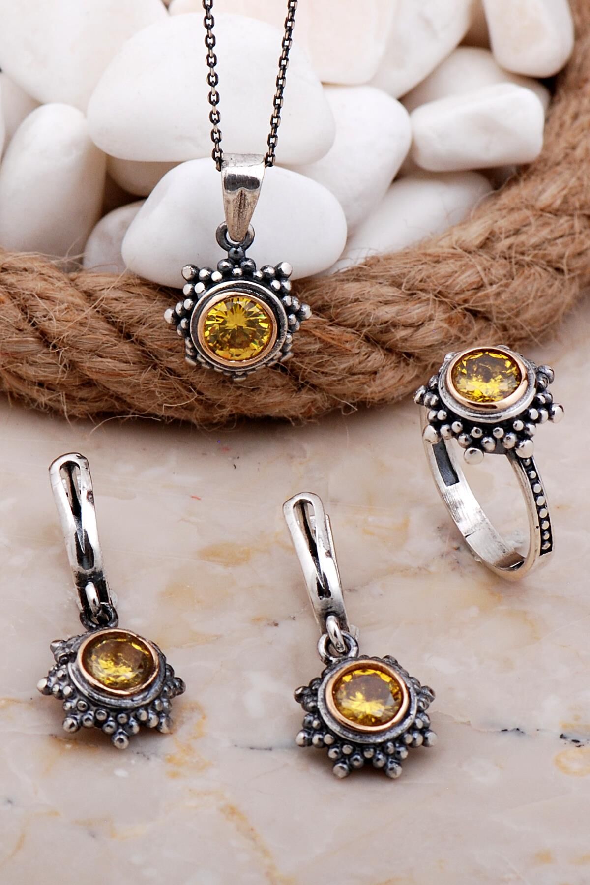 Topaz Taşlı Gümüş Set 2571