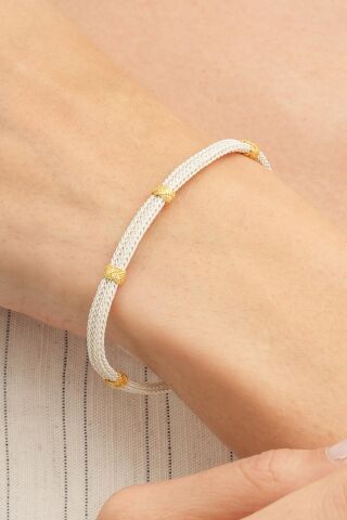 Kazaziye İşlemeli Tasarım Gümüş Bileklik 3238