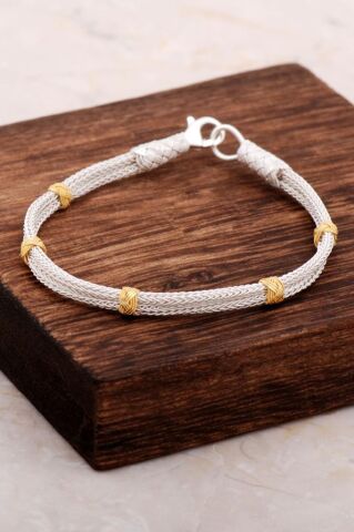 Kazaziye İşlemeli Tasarım Gümüş Bileklik 3238