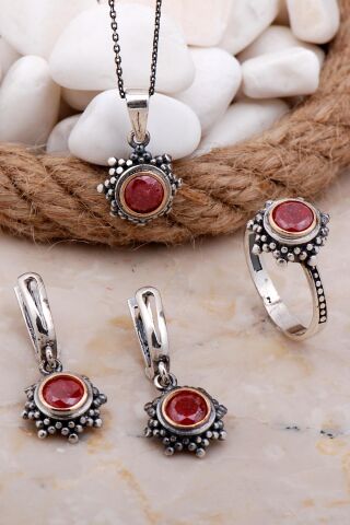 Opal Taşlı Gümüş Set 2572