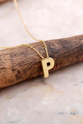 P Harfi Altın Kaplama Gümüş Kolye 7891