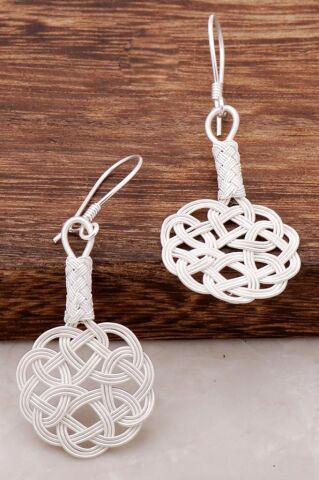 Aşk Düğümü Kazaziye El Örmesi Gümüş Küpe 209