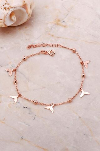 Balık Sallantılı Rose Gümüş Toplu Bileklik 3659