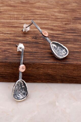 Tinos Antik Tasarım Elişi Gümüş Küpe 4053