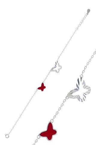 Kelebek Mineli Rodyumlu Gümüş Bileklik 3788