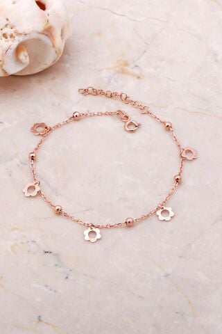 Papatya Pullu Sallantılı Rose Gümüş Toplu Bileklik 3662