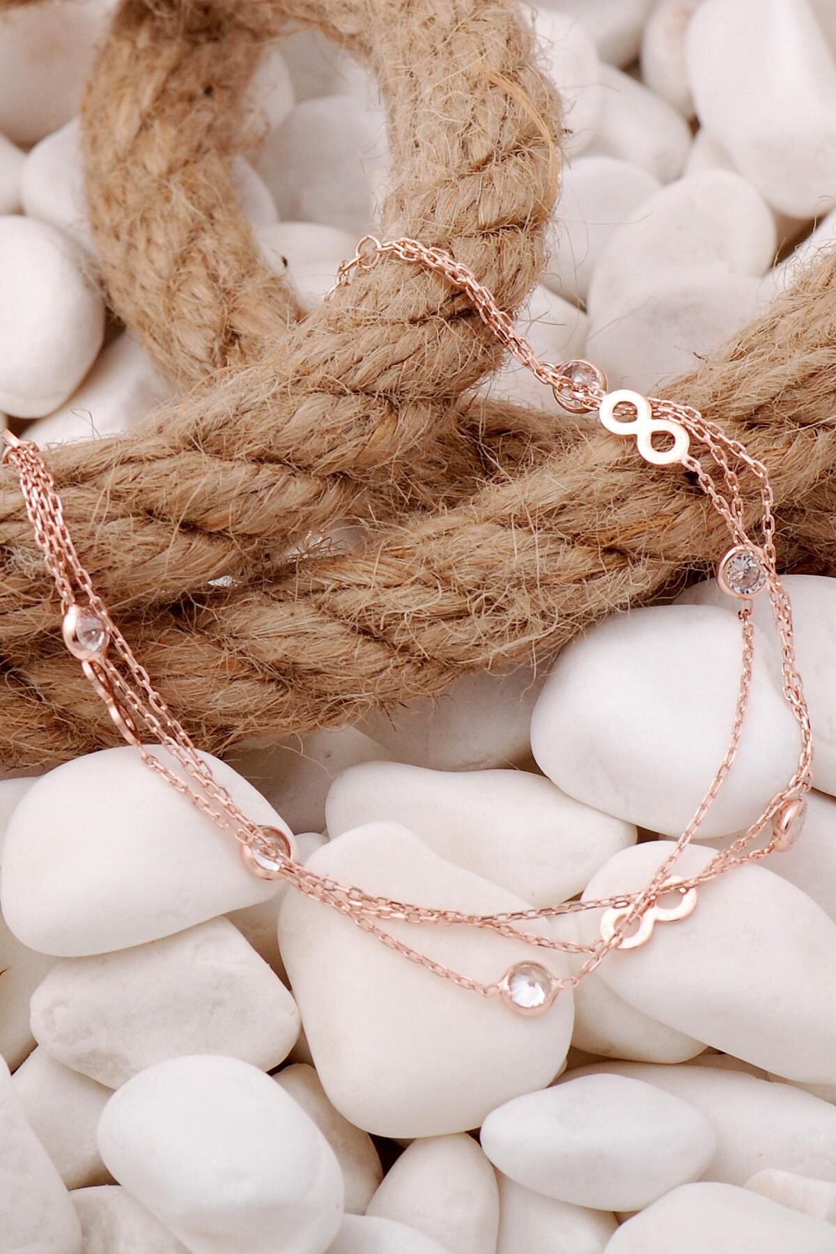 Sonsuzluk Rose Gümüş Taşlı Gümüş Bileklik 3925