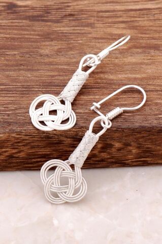 Kazaziye El Örmesi Gümüş Küpe 214