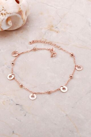 Kutup Yıldızı Sallantılı Rose Gümüş Bileklik 3663