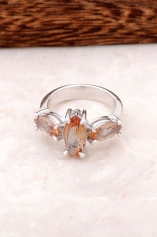 Renk Değiştiren Sultan Taşlı Tasarım Tria Gümüş Yüzük 2043