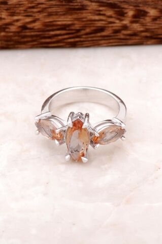 Renk Değiştiren Sultan Taşlı Tasarım Tria Gümüş Yüzük 2043