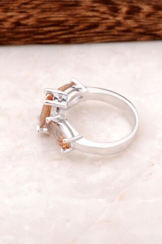 Renk Değiştiren Sultan Taşlı Tasarım Tria Gümüş Yüzük 2043