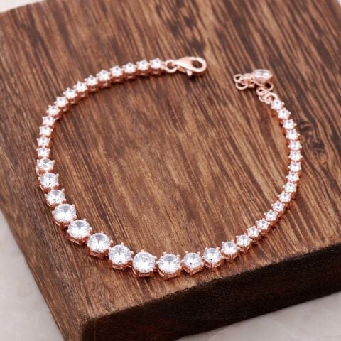 Rose Gümüş Su Yolu Tasarım Bileklik 2778