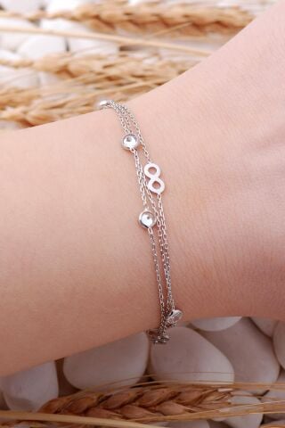 Sonsuzluk Rodyumlu Taşlı Gümüş Bileklik 3926