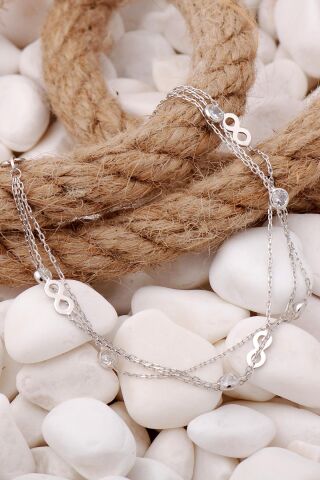 Sonsuzluk Rodyumlu Taşlı Gümüş Bileklik 3926