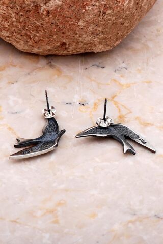 Güvercin Tasarım Elişi Gümüş Küpe 4059