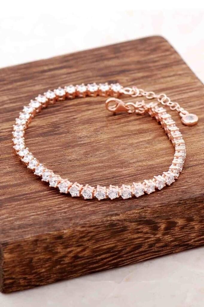 Rose Gümüş Su Yolu Tasarım Bileklik 2780