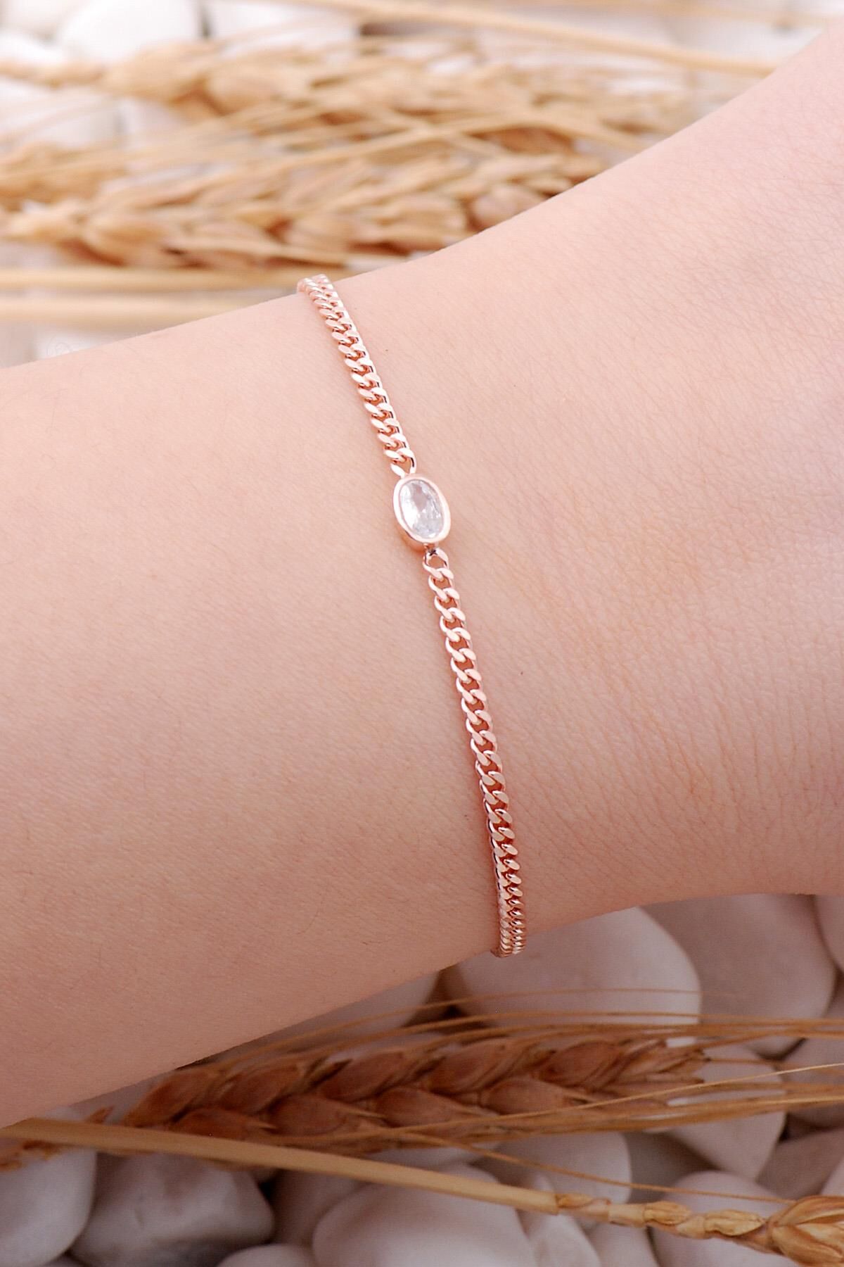 Gurmet Rose Gümüş Taşlı Trend Bileklik 3928