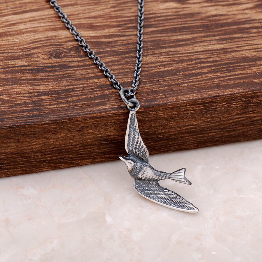 Güvercin Tasarımlı Elişi Gümüş Kolye 6252