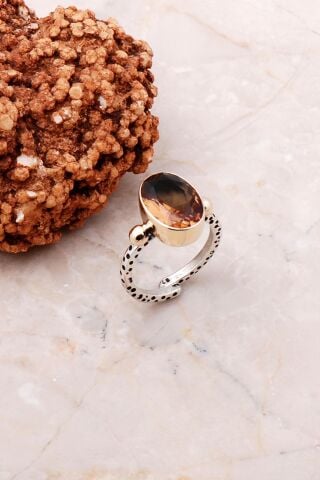 Renk Değiştiren Sultan Taşlı Elişi Gümüş Yüzük 3109