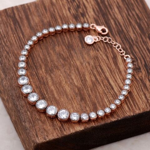 Rose Gümüş Rodyumlu Su Yolu Bileklik 2782