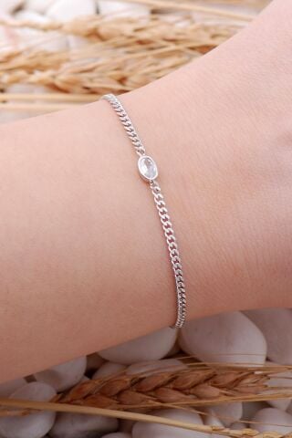 Gurmet Rodyumlu Gümüş Taşlı Tremd Bileklik 3929