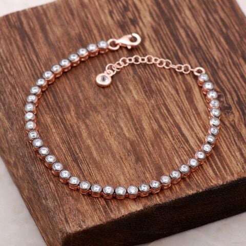 Rose Gümüş Rodyumlu Su Yolu Bileklik 2783