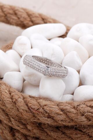 Tamtur Kare Rodyumlu Gümüş Yüzük 936