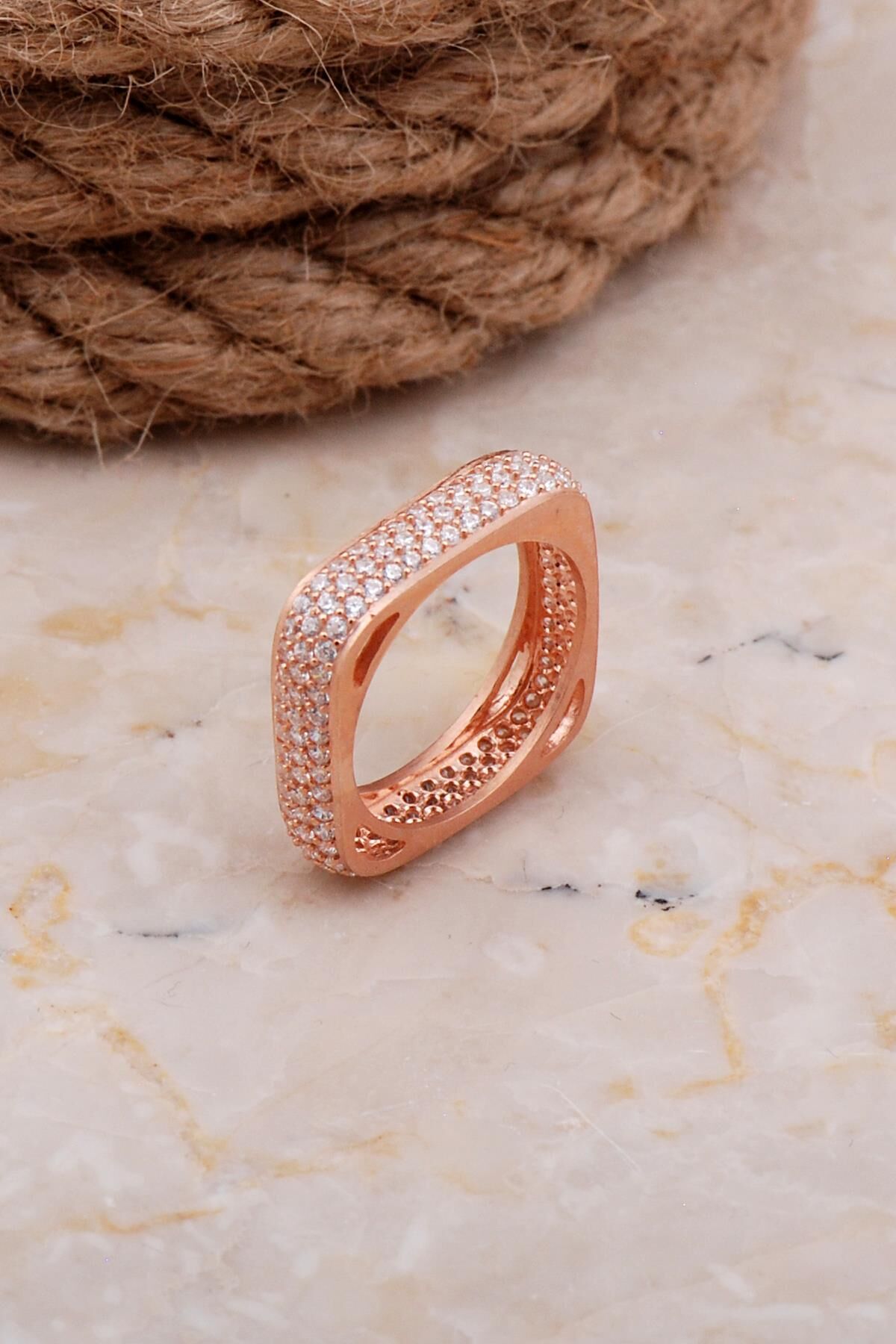Tamtur Kare Rose Gümüş Yüzük 935