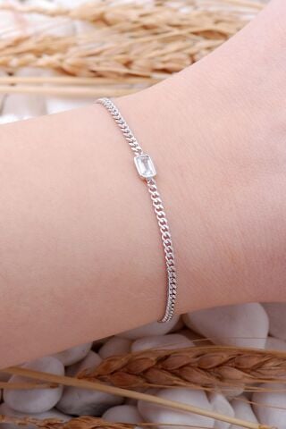 Gurmet Rodyumlu Gümüş Baget Trend Bileklik 3931