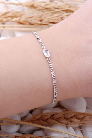 Gurmet Rodyumlu Gümüş Baget Trend Bileklik 3931