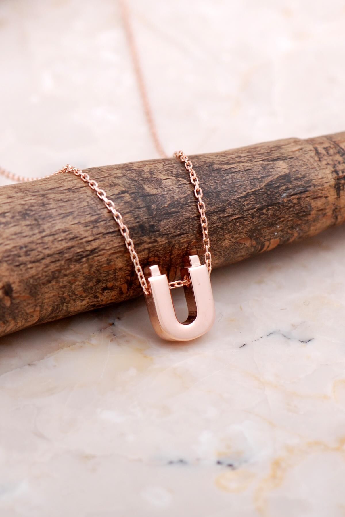 Ü Harfi Rose Gümüş Kolye 7908