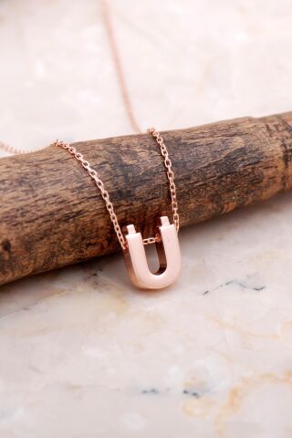 Ü Harfi Rose Gümüş Kolye 7908