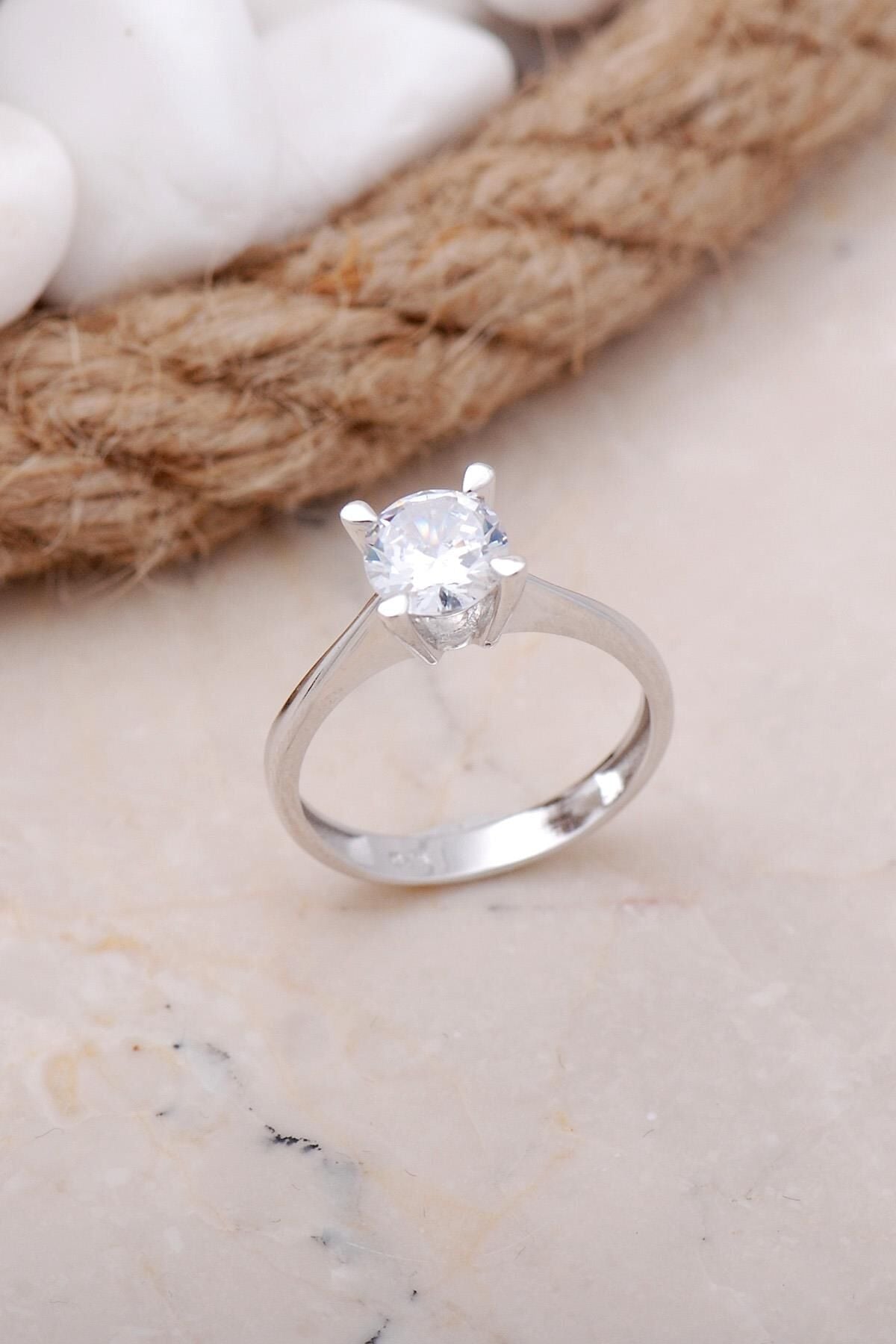 Tektaş Rodyumlu Gümüş Yüzük 3384