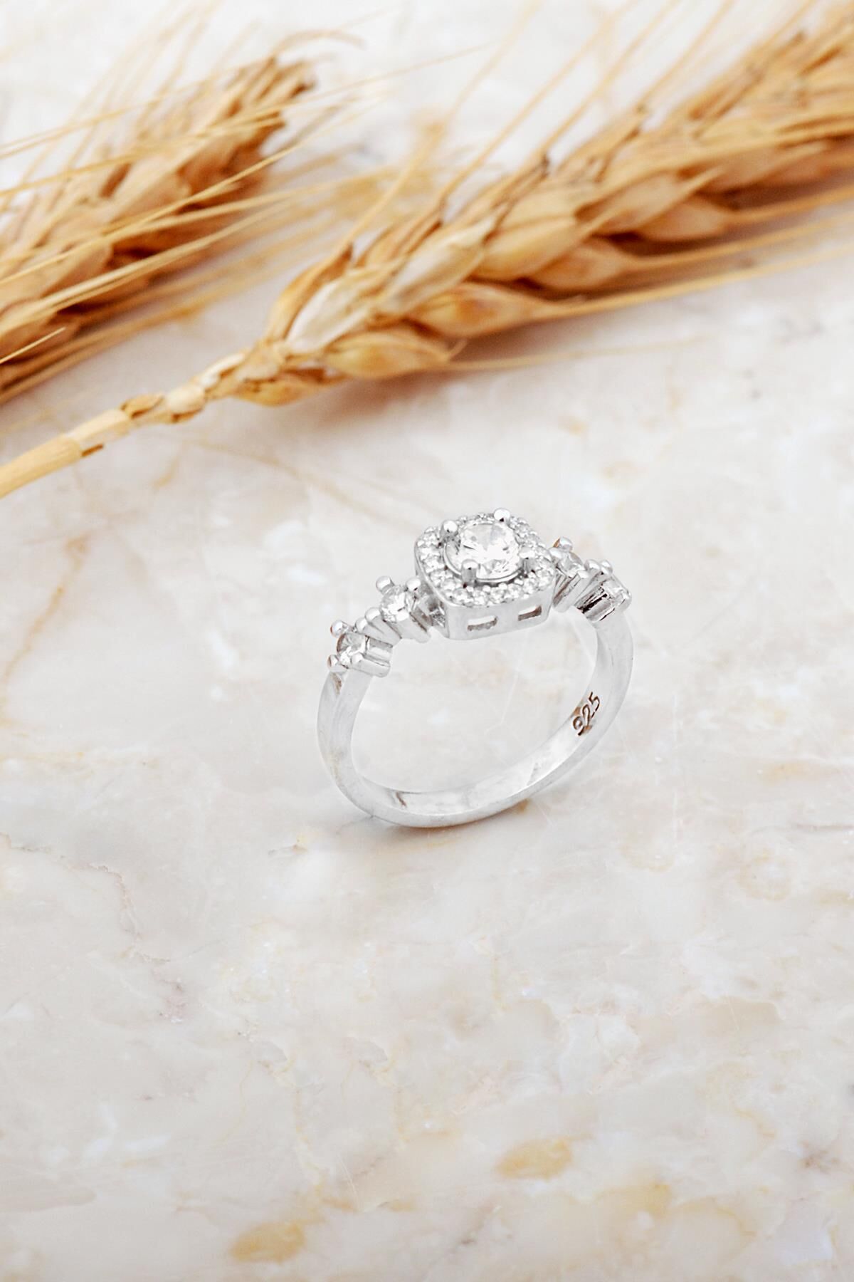 Tektaş Tasarım Rodyumlu Gümüş Yüzük 5936