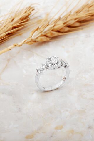 Tektaş Tasarım Rodyumlu Gümüş Yüzük 5936