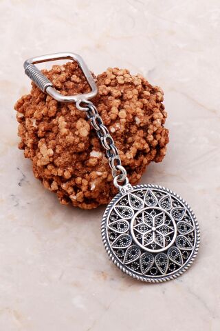 Telkari İşlemeli Elişi Gümüş Anahtarlık 143