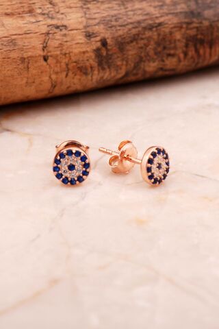 Rose Gümüş Mini Göz Küpe 6855