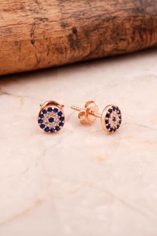 Rose Gümüş Mini Göz Küpe 6855