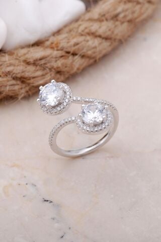 Tasarım Rodyumlu Gümüş Yüzük 3387