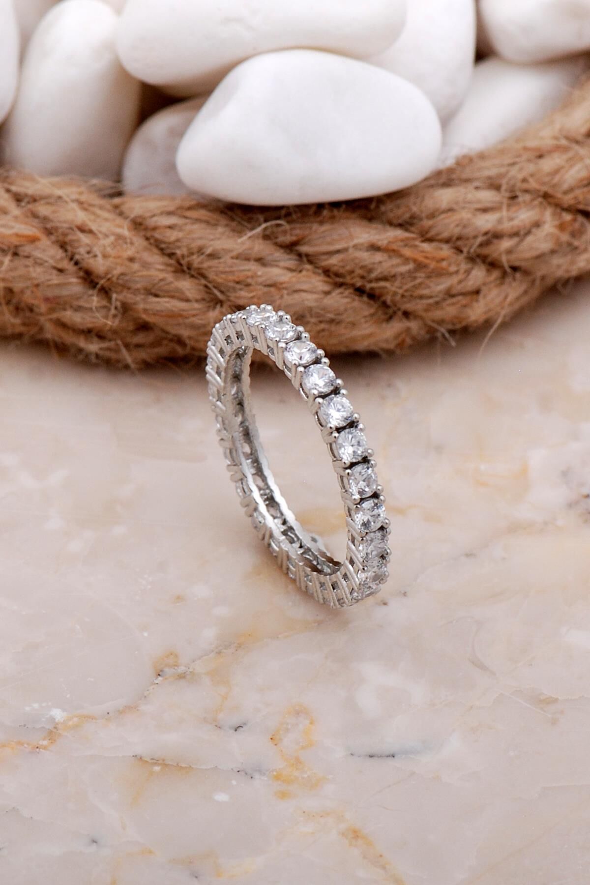 2 mm Su Yolu Tamtur Rodyumlu Gümüş Yüzük 3530