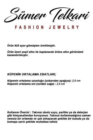 3 Farklı Doğal Taş Seçenekli Altın Yaldızlı İncili 925 Ayar Gümüş Küpe 7411 Renkli Taşlı