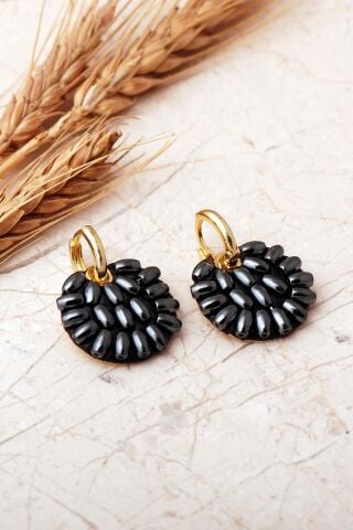 5 Farklı Doğal Taş Seçenekli Altın Yaldızlı 925 Ayar Gümüş Halka Küpe 7412