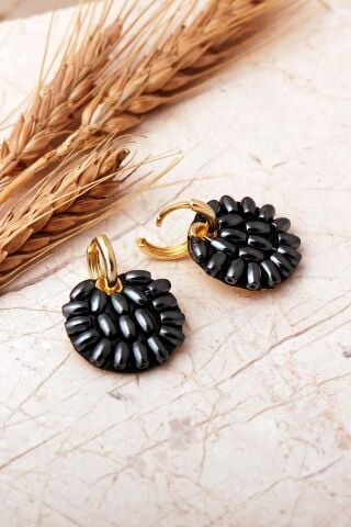 5 Farklı Doğal Taş Seçenekli Altın Yaldızlı 925 Ayar Gümüş Halka Küpe 7412