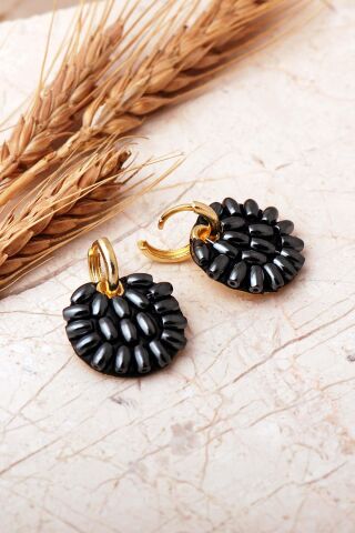 5 Farklı Doğal Taş Seçenekli Altın Yaldızlı 925 Ayar Gümüş Halka Küpe 7412