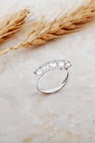 Rodyumlu Gümüş Beştaş Yüzük 5940