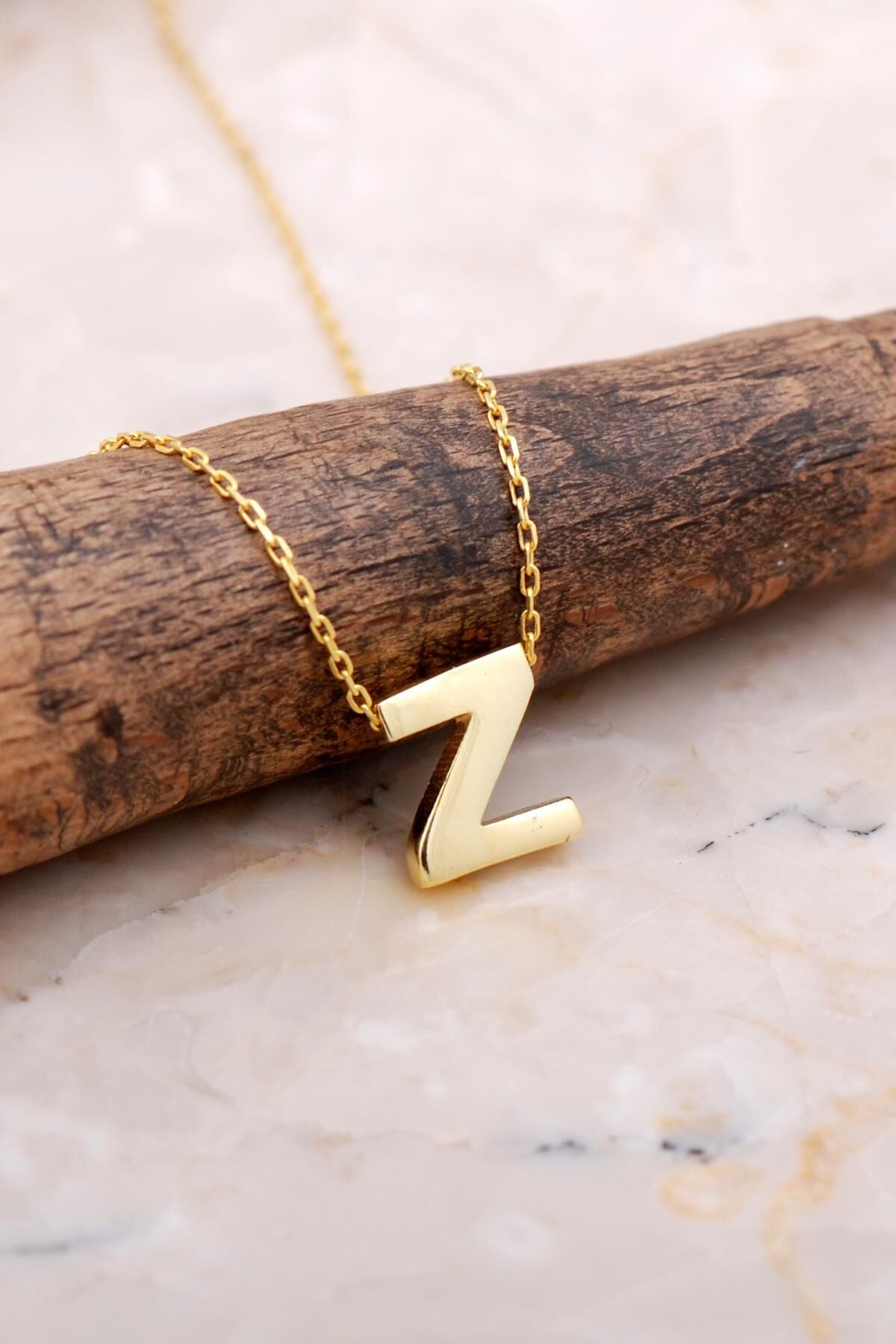 Z Harfi Altın Kaplama Gümüş Kolye 7918